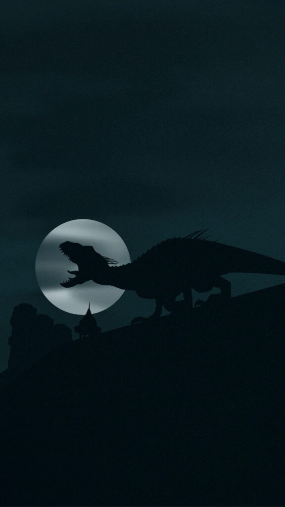 Indominus Rex Silhouette Night Sky Minimalist Mobile Wallpaper