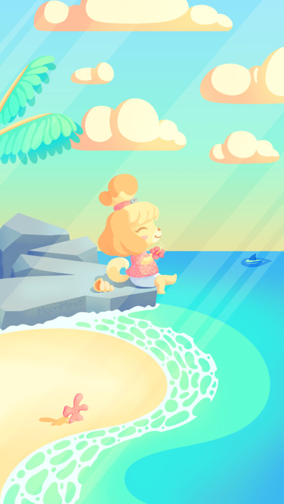 Isabelle Relaxing by the Ocean Mobile Wallpaper