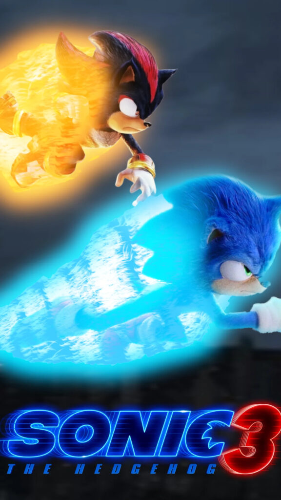 Sonic and Shadow Cinematic Action Mobile Wallpaper
