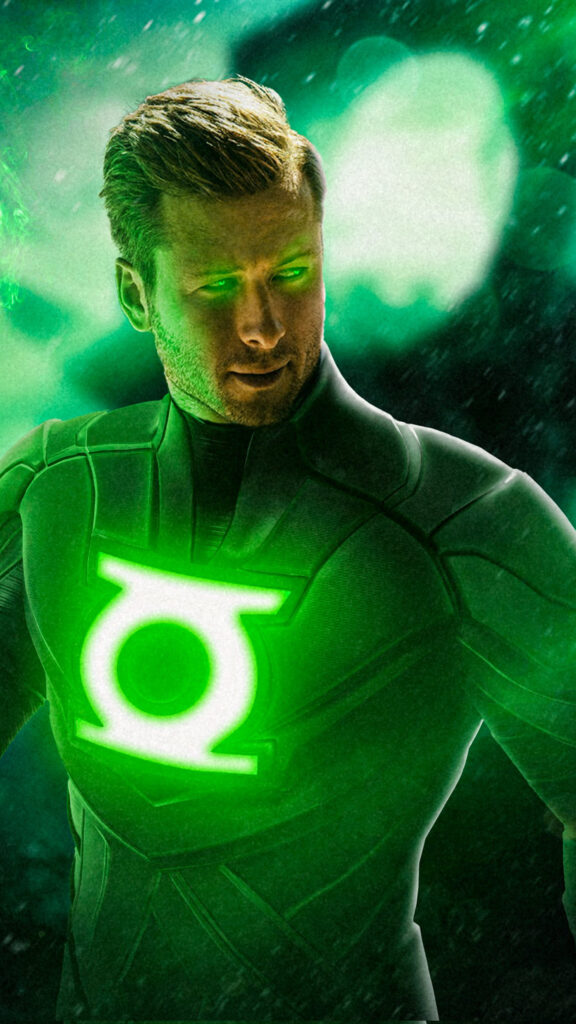 Glen Powell as Green Lantern Heroic Portrait Mobile Wallpaper