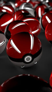 Futuristic Red and Black Poke Ball Mobile Wallpaper