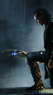 Loki Holding Chitauri Scepter Marvel Cinematic Universe Mobile Wallpaper