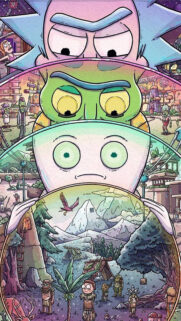 Recursive Rick and Morty Multiverse Mobile Wallpaper