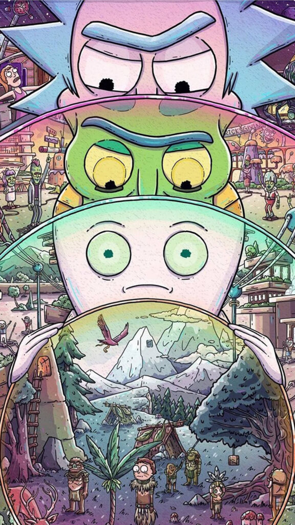 Recursive Rick and Morty Multiverse Mobile Wallpaper