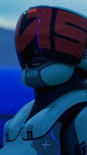 Futuristic Sci-Fi Character Helmet Close-up Mobile Wallpaper