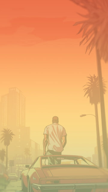 Man Standing on Sportscar Mobile Wallpaper