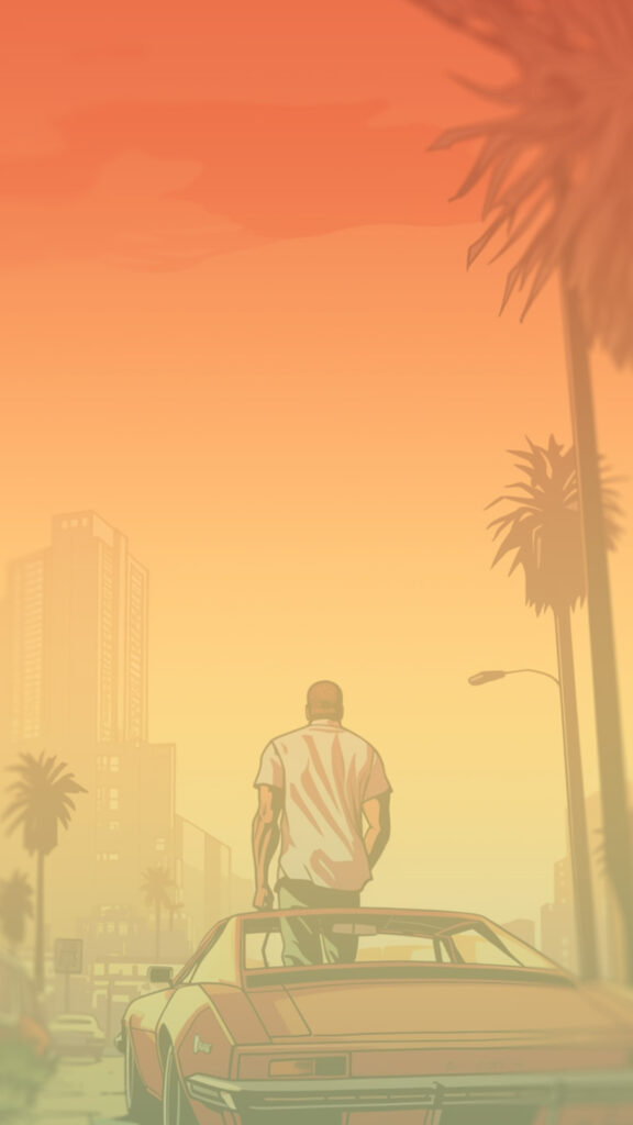 Man Standing on Sportscar Mobile Wallpaper