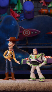 Woody and Buzz Lightyear Standing Together Mobile Wallpaper