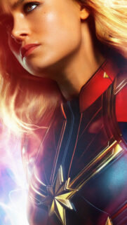 Brie Larson as Captain Marvel Close-up 4K Phone Wallpaper