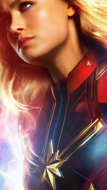Brie Larson as Captain Marvel Close-up 4K Phone Wallpaper