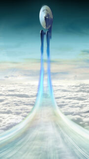 Starship Ascending Above Clouds Mobile Wallpaper