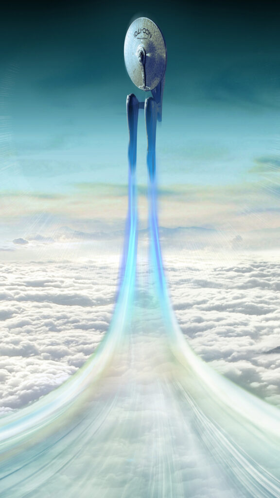 Starship Ascending Above Clouds Mobile Wallpaper