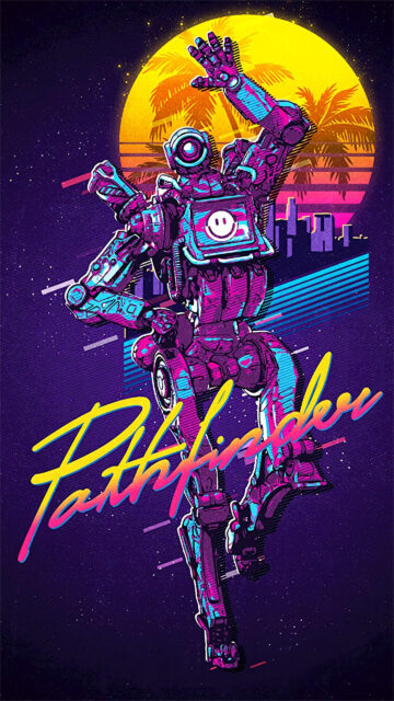 Pathfinder Retro Synthwave Apex Legends Mobile Wallpaper