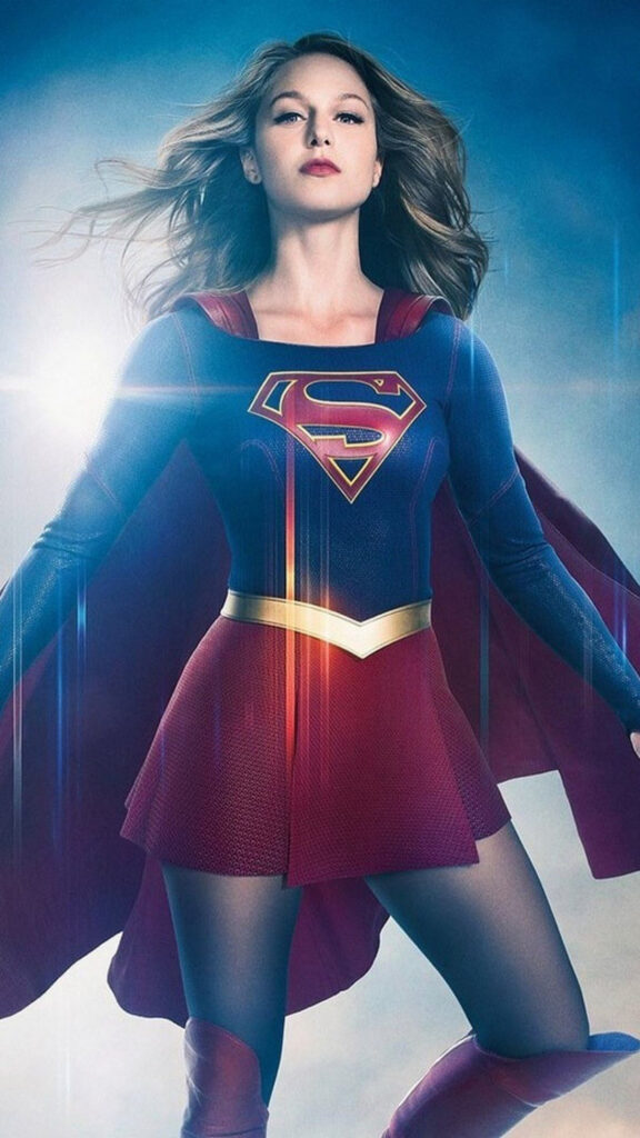 Supergirl Melissa Benoist Flying Portrait Mobile Wallpaper