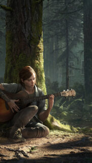 Ellie Williams Playing Guitar in Forest Mobile Wallpaper