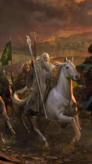 Fantasy Warrior and White Horse Epic Scene Mobile Wallpaper
