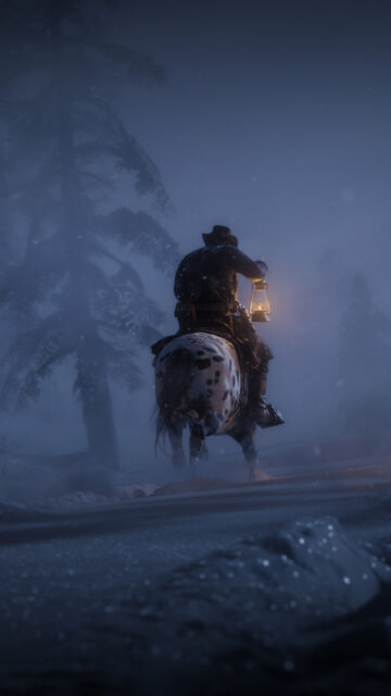 Snowy Midnight Rider Red Dead Redemption Mobile Wallpaper