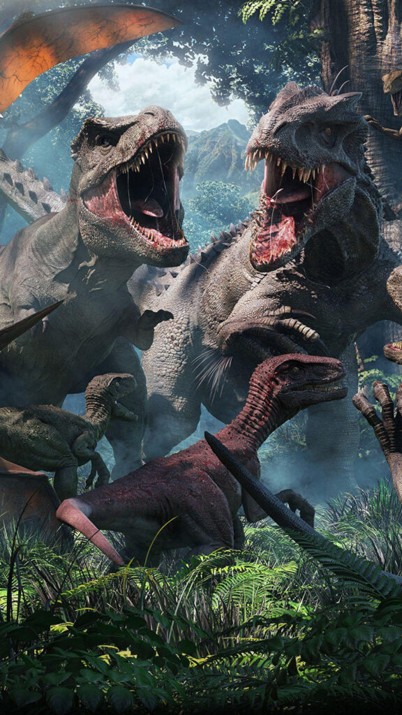 Ferocious Dinosaurs Jungle Combat Mobile Wallpaper