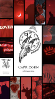 Capricorn Aesthetic Zodiac Symbol and Dark Red Ambition Wallpaper