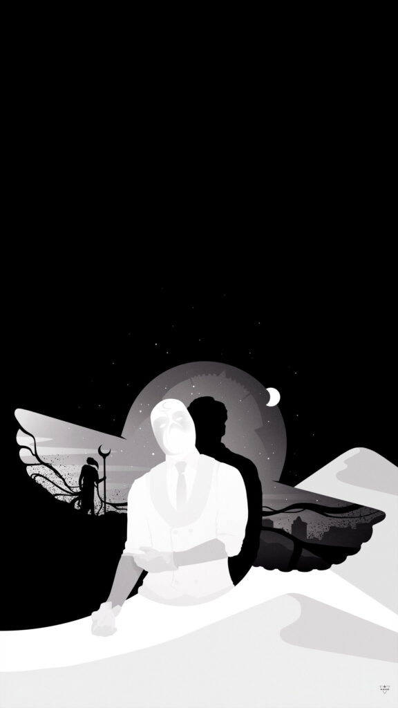 Minimalist Moon Knight Suit Mobile Wallpaper