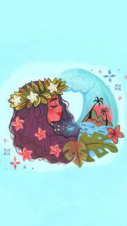 Whimsical Moana Island Princess Art Mobile Wallpaper