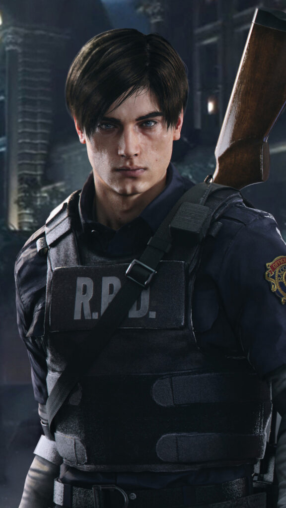 Leon S. Kennedy RPD Uniform Portrait 4K Mobile Wallpaper