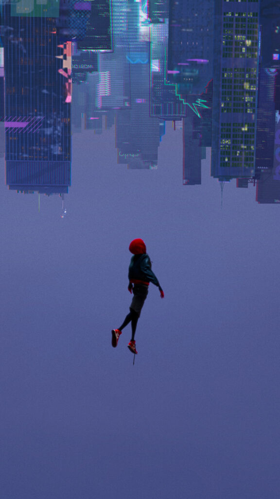 Miles Morales Falling Through The Multiverse Mobile Wallpaper