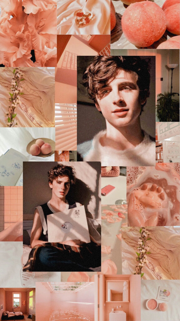 Aesthetic Peach Toned Collage Mobile Wallpaper