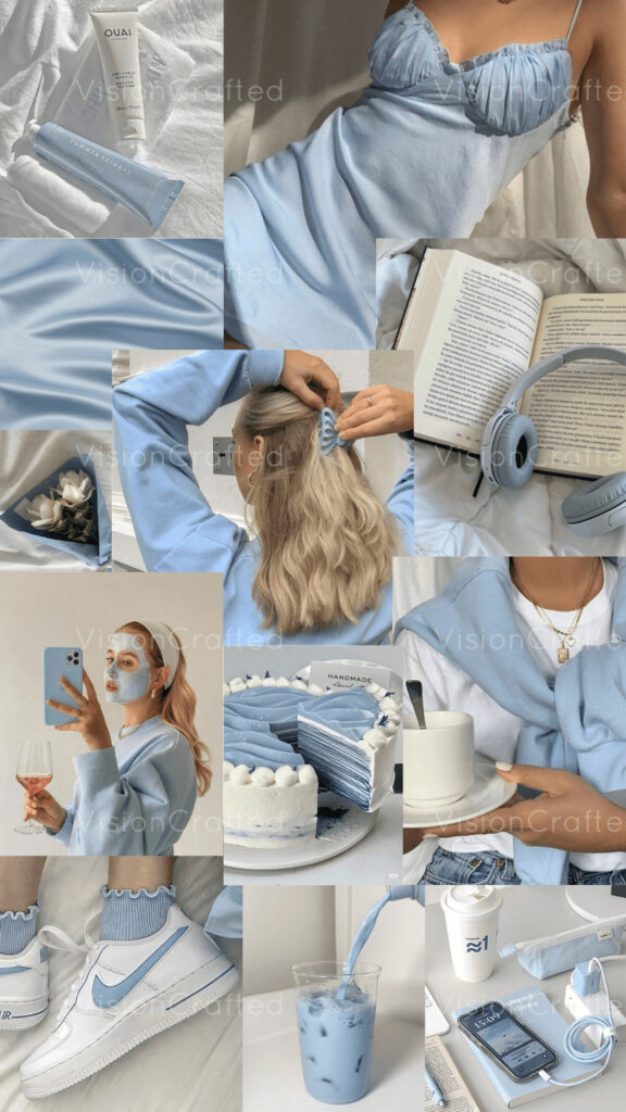 Baby Blue Aesthetic Vision Board for Manifesting Calm and Clarity Wallpaper