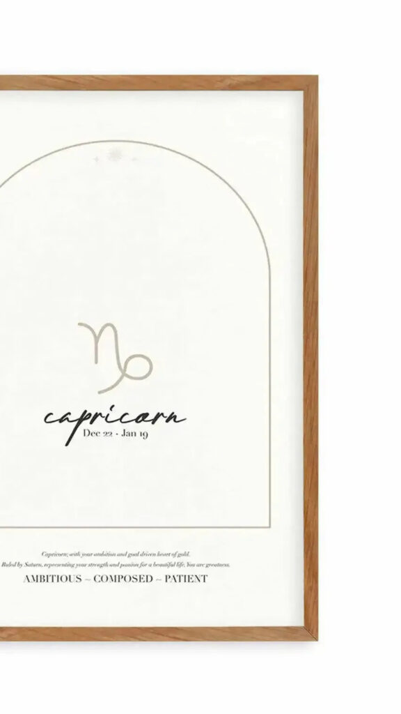 Capricorn Aesthetic Zodiac Poster: Ambitious Earth Sign Symbol Wallpaper