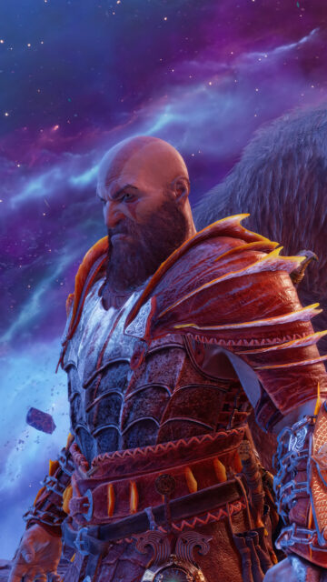 Kratos in Dragon Scaled Armor God of War Ragnarok Mobile Wallpaper