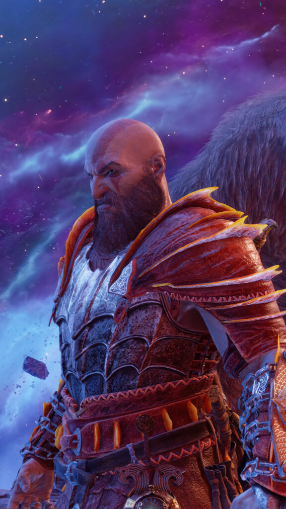 Kratos in Dragon Scaled Armor God of War Ragnarok Mobile Wallpaper