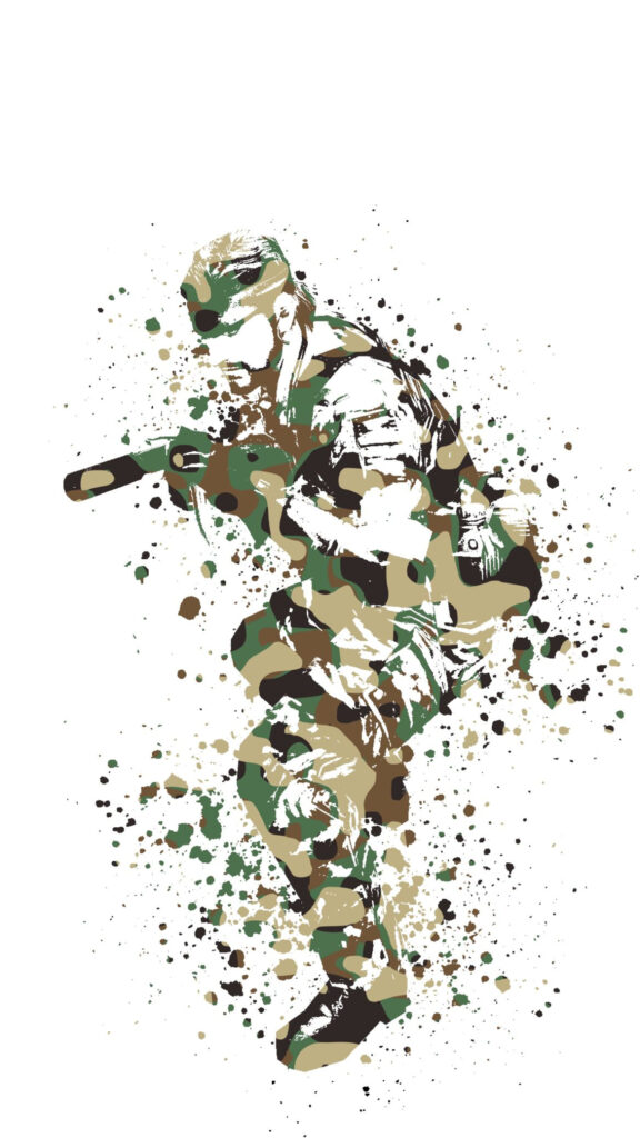 Naked Snake Camouflage Action Splatter Art Mobile Wallpaper
