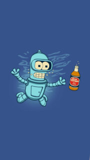 Bender from Futurama and Olde Fortran Malt Liquor Mobile Wallpaper