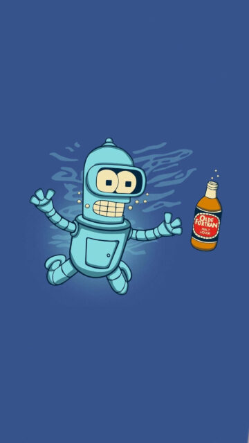 Bender from Futurama and Olde Fortran Malt Liquor Mobile Wallpaper