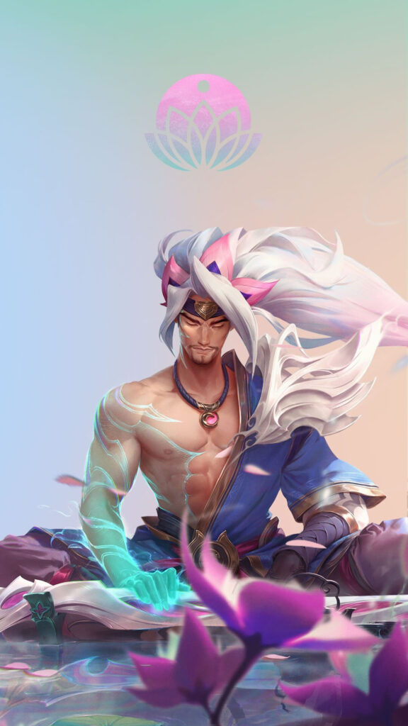Spirit Blossom Yasuo Meditating Digital Art Mobile Wallpaper