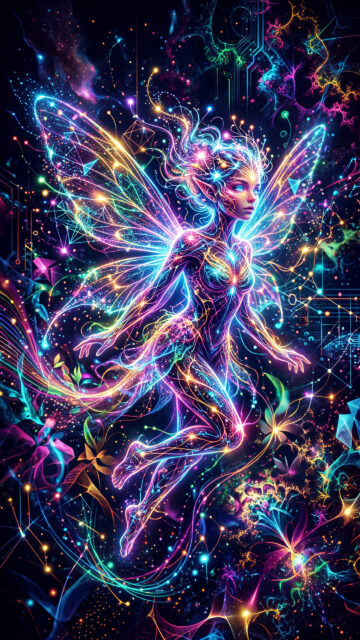 Cosmic Energy Fairy Spiritual Manifestation and Aura Glow Wallpaper