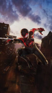 Spider-Man Miles Morales Dynamic Action City Mobile Wallpaper