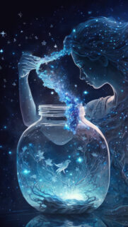 Ethereal Aquarius Zodiac Constellation and Celestial Manifestation Wallpaper