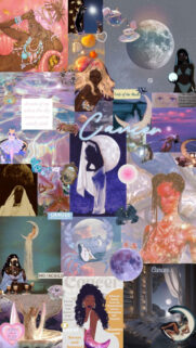 Dreamy Cancer Zodiac Aesthetic Vision Board and Moon Phase Wallpaper