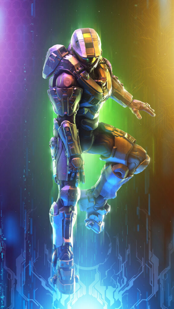Halo Infinite Spartan Futuristic Combat Suit Mobile Wallpaper