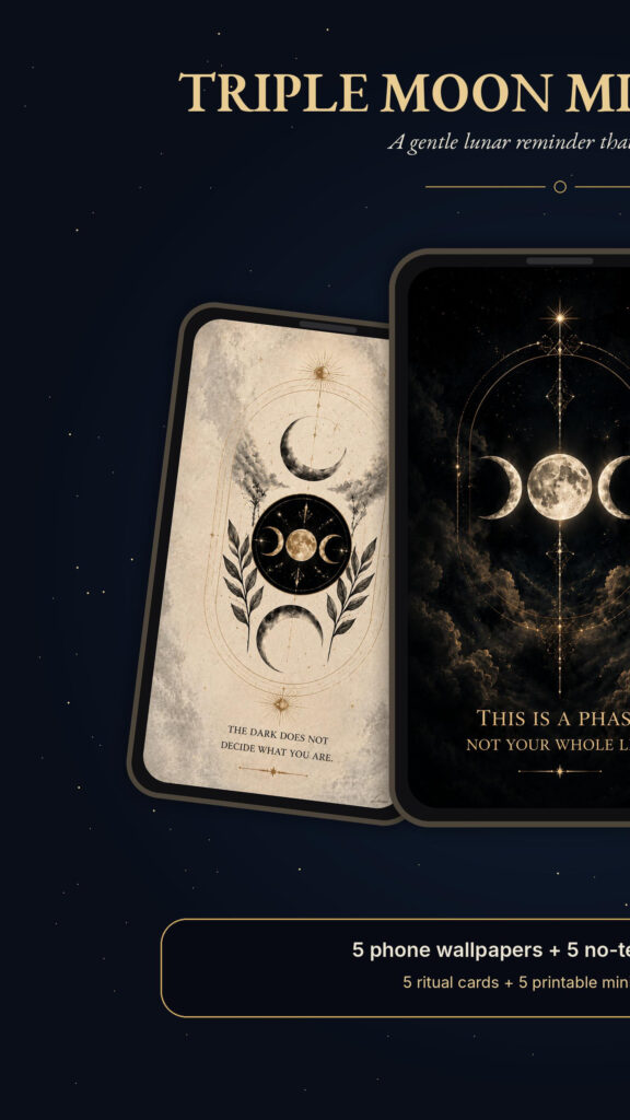Triple Moon Phase Spiritual Manifestation and Lunar Ritual Phone Wallpaper