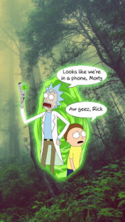 Rick and Morty Forest Portal Mobile Wallpaper