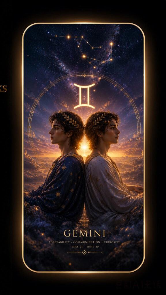 Gemini Zodiac Duality Aesthetic Stars and Constellation Phone Wallpaper