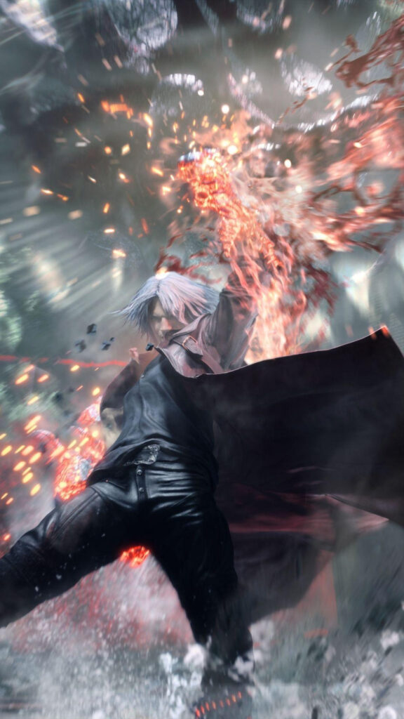 Dante Devil May Cry 5 Flaming Fist Mobile Wallpaper