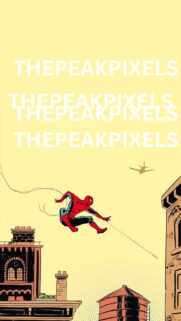 Minimalist Spider-Man Swinging Over Cityscape Mobile Wallpaper