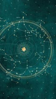 Celestial Astrology Constellation Map and Zodiac Wheel Aesthetic Wallpaper