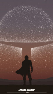 Minimalist Mandalorian Silhouette Space Mobile Wallpaper