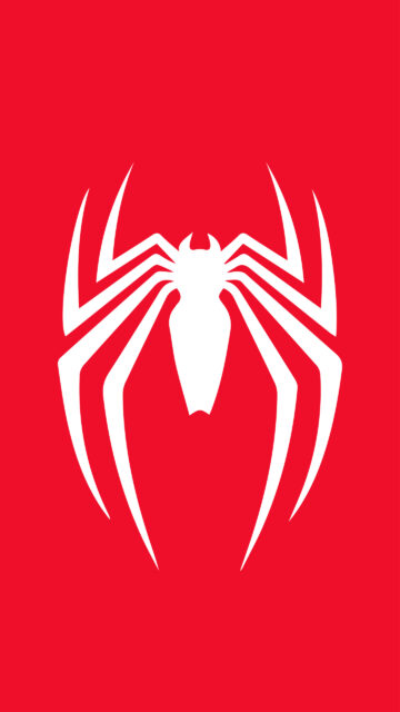 Minimalist Spider-Man White Spider Insomniac Mobile Wallpaper