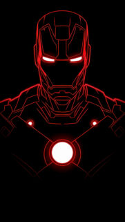 Glowing Red Iron Man Armor Outline Mobile Wallpaper